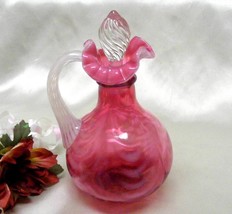 2717 Vintage Fenton Drapery Optic Cranberry Opal Cruet - £93.93 GBP