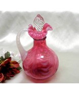 2717 Vintage Fenton Drapery Optic Cranberry Opal Cruet - $125.00