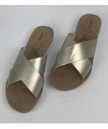 IZOD Women&#39;s Alyssa Gold Crisscross Strap Slide Slip On Sandals Size US ... - £18.95 GBP