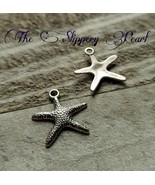 10 Starfish Charms Antique Silver Tone Nautical Pendants Ocean Set Sea L... - $6.95 CAD