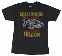 Star Wars Millennium Falcon Men&#39;s Gray Poly/Cotton Graphic T-Shirt NEW - £9.17 GBP
