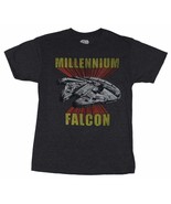 Star Wars Millennium Falcon Men&#39;s Gray Poly/Cotton Graphic T-Shirt NEW - £9.28 GBP
