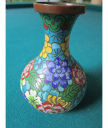 CHINESE CLOISONNE VASE MULTICOLOR FLOWERS 4&quot;  ORIG - $63.35