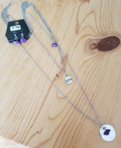 776 Silver W/PURPLE Beads &amp; Love Sign Set (New) - £6.85 GBP