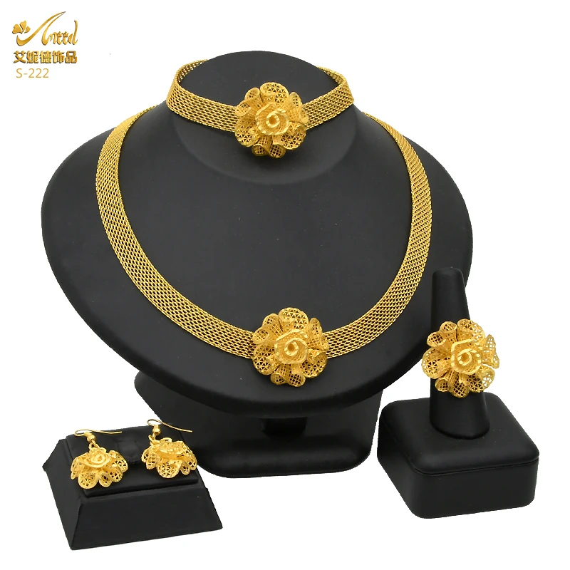 Ethiopian Bridal Jewelry Set For Women Dubai Gold Wedding Collection Jewellery F - £41.54 GBP