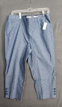 Talbots Womens Sz 12 Petite Blue Chambray Cotton Blend Skimmer Cropped Pants NWT - £23.55 GBP