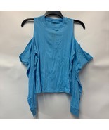 INC Womens M Aqua Blue Cold Shoulder Cotton Long Sleeve T Shirt Top NWT F18 - $26.78 CAD