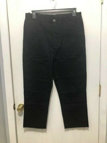 NWT OAK Black High Waisted Cropped Pants SZ Large 34 Inch Waist Distress... - $10.88