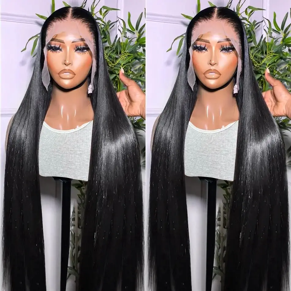 180% Density 13x4 Lace Frontal Wigs Human Hair PrePlucked 36 38inch Straight 3 - £69.35 GBP+