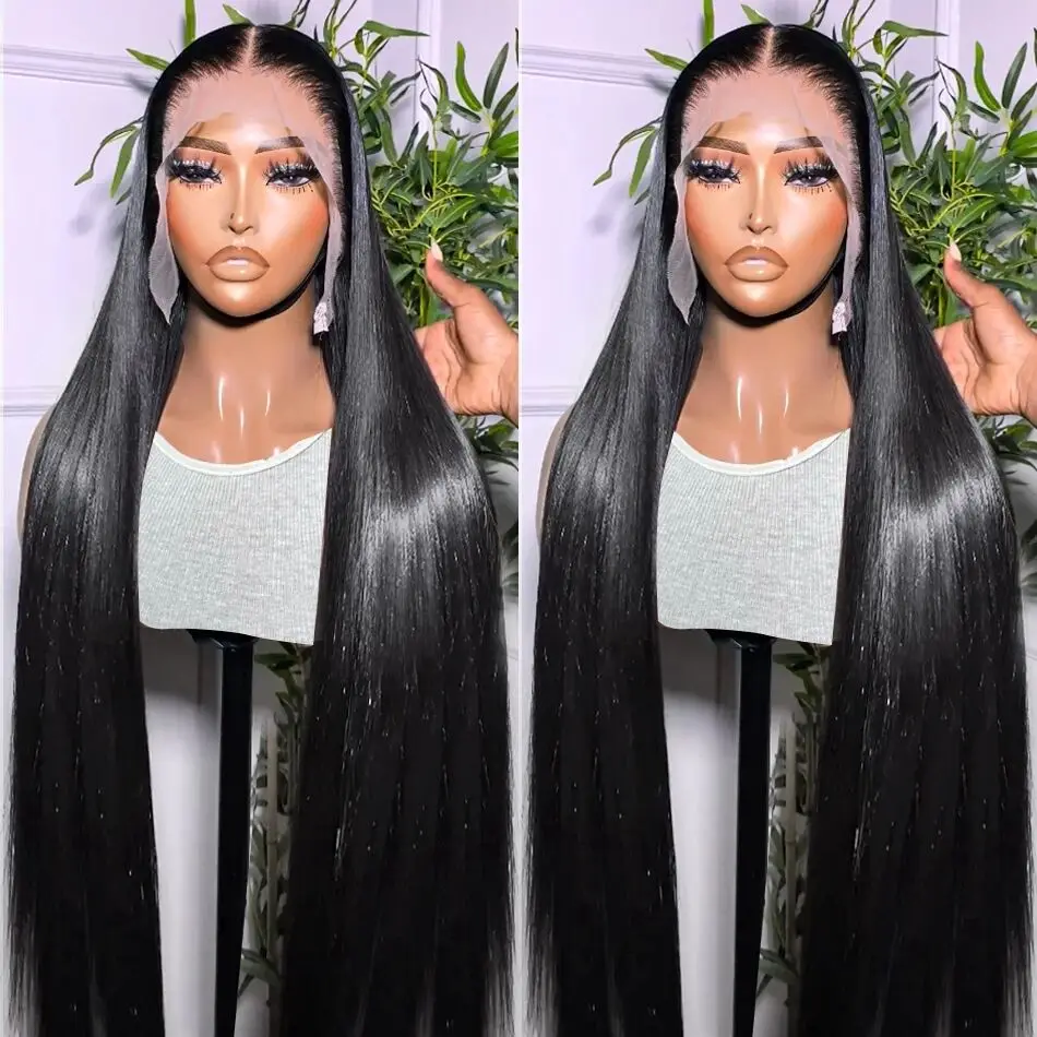 180% Density 13x4 Lace Frontal Wigs Human Hair PrePlucked 36 38inch Straight 3 - £65.96 GBP+