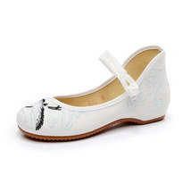 D lace strap canvas ballet flats handmade vintage ladies casual comfortable shoes white thumb200