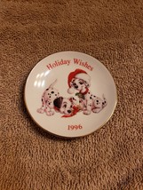 Disney Christmas Round Ceramic Ornament 101 Dalmatians Holiday Wishes 1996  - $5.94