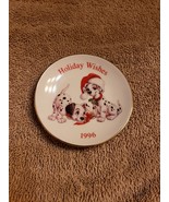 Disney Christmas Round Ceramic Ornament 101 Dalmatians Holiday Wishes 1996  - £4.64 GBP