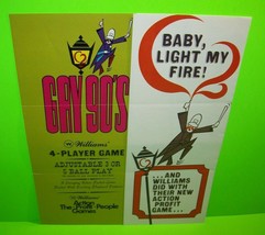 Gay 90&#39;s Pinball FLYER Original 1970 Game Artwork Baby Light My Fire Retro Mod - £24.67 GBP