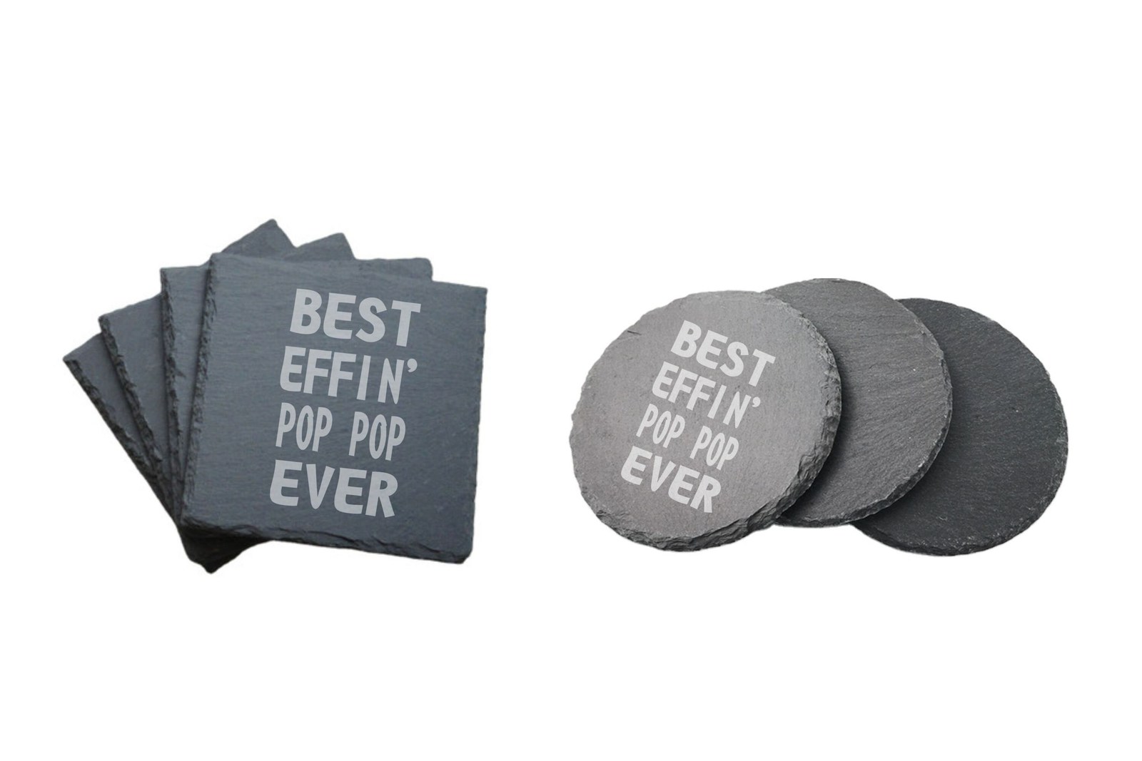 Primary image for Funny Grandpa Gifts Best Effin Pop Pop Ever Engraved Slate Coasters Set of 4
