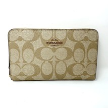 Coach Medium Id Zip Wallet In Signature Canvas Light Khaki Chalk 88913 - $112.86