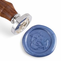 Wax Seal Stamp,Silver Brass Head With Rosewood Handle, 1.2&quot;(30Mm) Dia, Dragon - £14.08 GBP