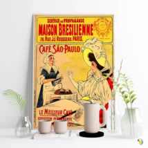 Sao Paulo Brazil Cafe Vintage French Ad Poster, Brazilian Coffee Canvas ... - $5.94+