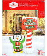 HOLIDAY TIME CH2018-150 INFLATABLE UGLY SWEATER PENGUIN 5&#39;  - NEW! - €38,79 EUR