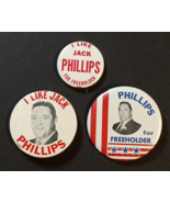 John A. Phillips NJ Freeholder Mayor Political Campaign Button Pin Lot c... - £15.82 GBP