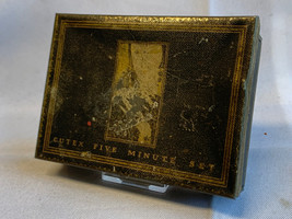 Vtg Cutex Art Deco Tin Five Minute Manicure Set Case Black &amp; Gold Advertising - £23.70 GBP