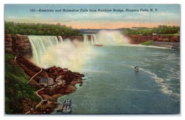 Niagara Falls Horseshoe Falls from the Rainbow Bridge New York Unused Postcard - $4.94