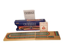 Fundex Cribbage Game 2003 Triple Track Solid Wood Folding Board In Metal Tin New - £11.98 GBP