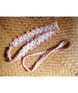 Crochet White and Pink Headband (Wide &amp; Thin) / Crochet White and Pink H... - $18.62 CAD