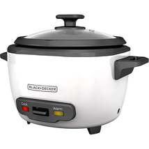 Black + Decker - Non-Stick Rice Cooker and Steamer, 16 Cup Capacity, White - $51.97