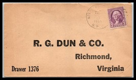 1933 US Cover - Norfolk (Virginia) RPO to R. G. Dun &amp; Co, Richmond, Virginia F13 - £2.36 GBP