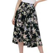 Calvin Klein Skirt 16 Black Floral Print High-Low A-line Button Front Work New - £18.28 GBP