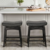 Two Maison Arts Black Counter Height Bar Stools For Kitchen Counter With Solid - $181.93