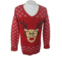 Derek Heart Maternity Women Sweater Ugly Christmas red nose reindeer sz ... - $19.79