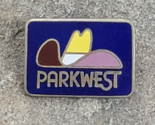 PARK WEST Ski Souvenir Blue Cowboy Hat Travel Vintage Lapel Pin Utah - £15.65 GBP