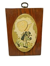 Handmade Vintage Holly Hobbie and Cat Wall Plaque Hanging 7 x 5 - £12.21 GBP