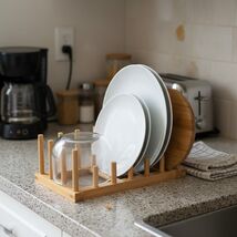 Bamboo Dish Drying Rack &amp; Storage Stand for Plates, Bowls, Lids and Cups... - $227.55 MXN