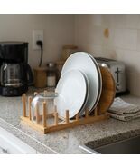Bamboo Dish Drying Rack &amp; Storage Stand for Plates, Bowls, Lids and Cups... - $12.22