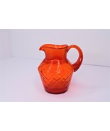 Vintage Orange Fenton Glass Mini Pitcher Diamond Optic Pattern 4.5&quot; Tall - $19.79