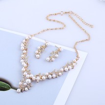 Imulated pearl flower statement necklace and earring set wedding party accessories gift thumb200