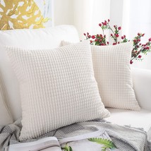 Pack of 2, Corduroy Soft Decorative Square Throw Pillow Cover 24x24 Inch/60x60 c - £34.79 GBP