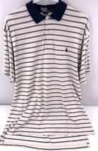 Polo Ralph Lauren S/S White Navy Stripes Casual Polo Shirt - Men&#39;s Mediu... - £6.93 GBP