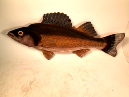 Vintage Folk Art Carved Walleye Fish Wall Hanger, Very Well Crafted and Painted - £35.51 GBP