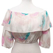 NWT Gianni Bini Size S Multicolor Peasant On-Off Shoulder Crop Blouse Top - $19.99