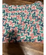 Vintage Woven Knit Crochet Baby Blanket Green Pink Blue 31x30 Inches - €14,39 EUR