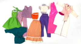 Vintage Barbie &amp; Clone Doll Clothes Lot 1970&#39;s 1980&#39;s Check Orange Purple - £23.56 GBP