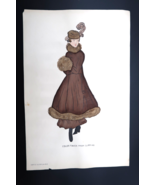 Antique Fashion Design Hand Colored Illustration Art Signed Annie Horton... - €43,14 EUR