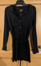 NEW Truth by Republic Sweater Dress Womens Medium LS Black Ribbed Knit Stretch - £15.21 GBP