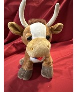 10&quot; TEXAS LONGHORN Bull Cow Cattle Plush Toy Brown Stuffed Animal with B... - $15.95
