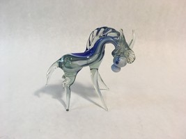 Blue and White Decorative Murano Art Glass Horse Figurine Made in Italy - £62.27 GBP
