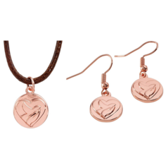 Girl&#39;s Confirmation Gifts Rose Gold Plated Necklace &amp; Earrings Holy Spir... - $16.99